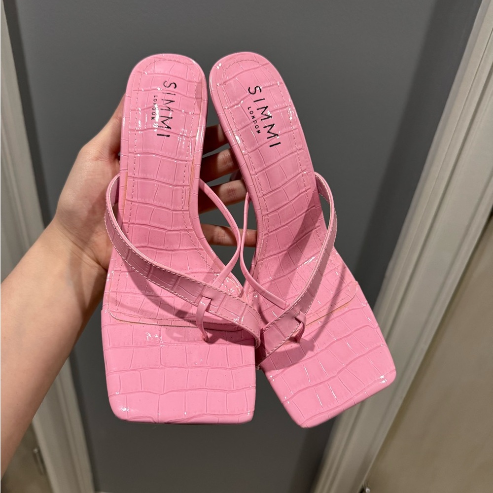 Simmi London Pink Croc Print Heels